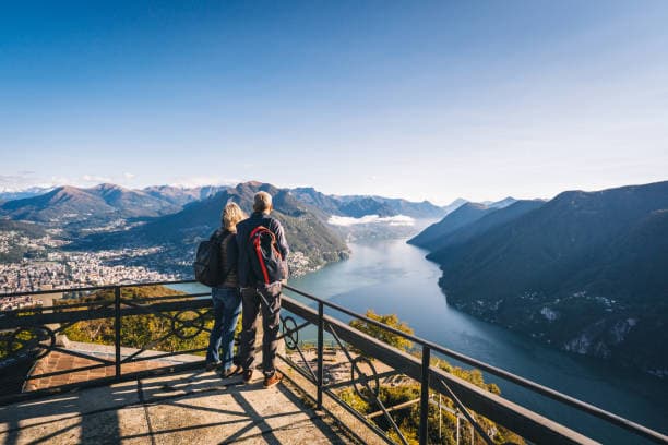 Couple enjoying retirement overlooking the coast